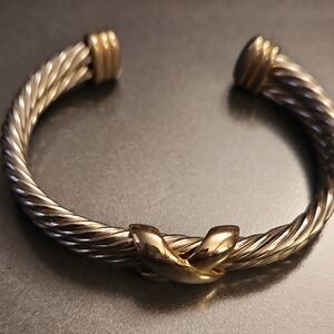 Gold-tone and Silver-tone Twisted Cuff Bracelet